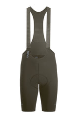 Men's Seamless Cycling Bib Shorts in Olive Green - Front View, Durable Construction, Precision Fit