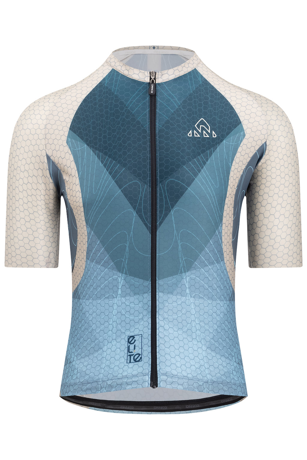 Men's Elite Cycling Jersey Short Sleeve - Beige / Teal