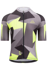 Men's Elite Cycling Jersey Short Sleeve - Black / Grey / Yellow Neon