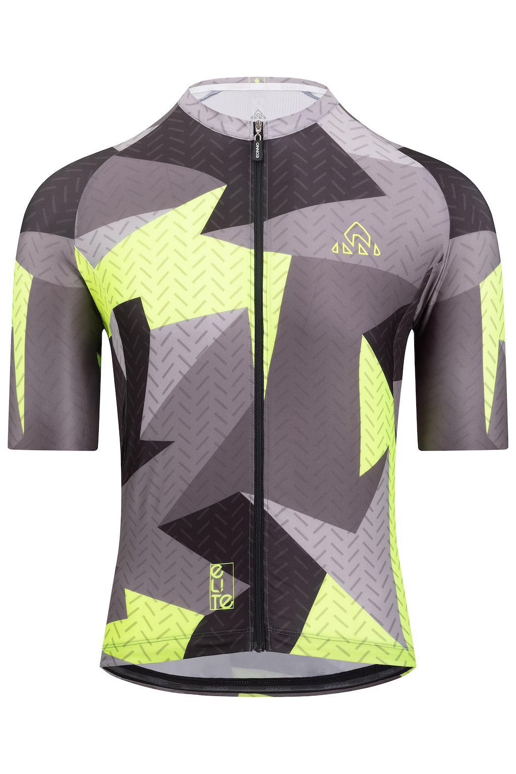Men's Elite Cycling Jersey Short Sleeve - Black / Grey / Yellow Neon
