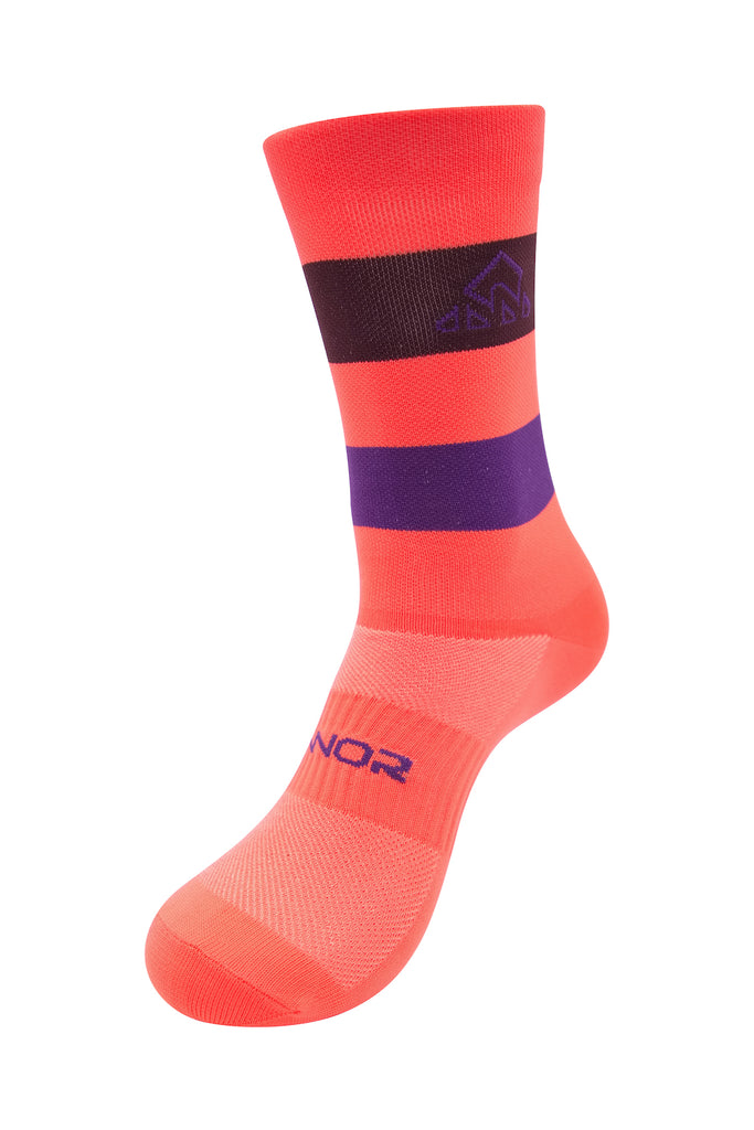 Unisex Orange / Purple Cycling Socks - men's orange / purple cycling socks - bicycle clothing - Unisex Orange / Purple Cycling Socks - cycling sock sizes