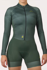 biking wear - women's lime skin cycling suit with chamois for amateur cyclists for long rides