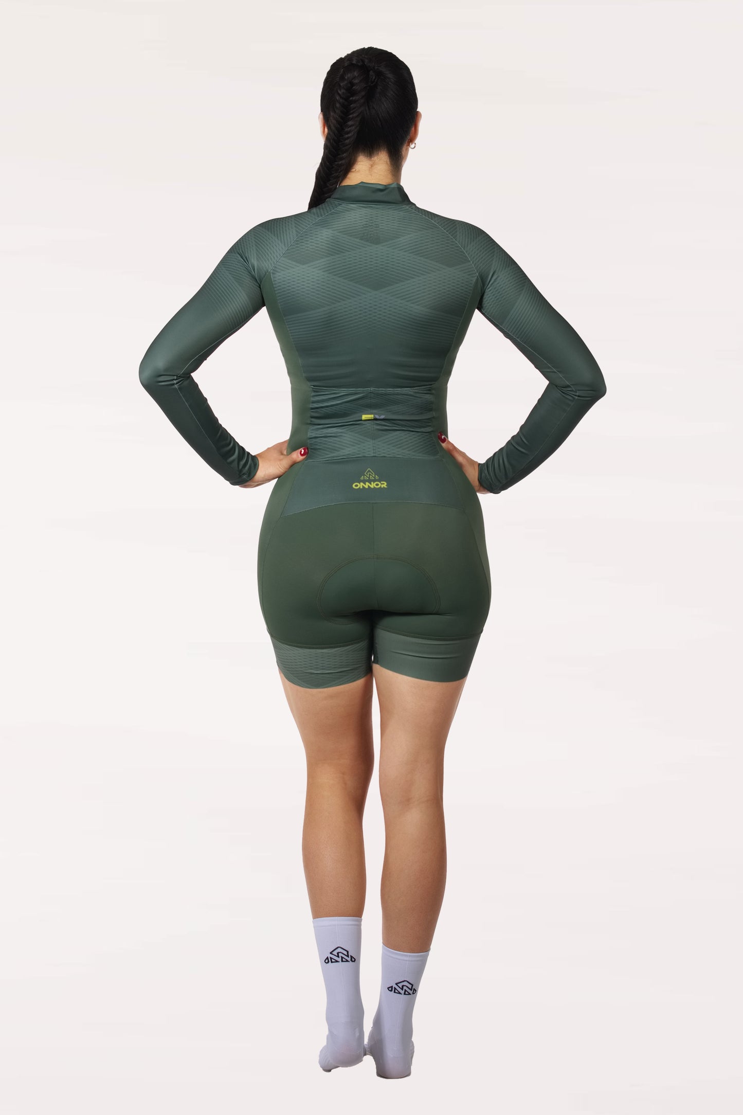 activewear bike - womens lime cycling aerosuit long sleeve padded for professional biker for long rides