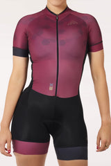 cycle gear - women's purple wine aero cycling suit padded for amateur cyclists for long rides
