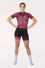 bicycle gear wear - womens purple wine cycling aerosuit short sleeve lightweigh for amateur biker for long distances