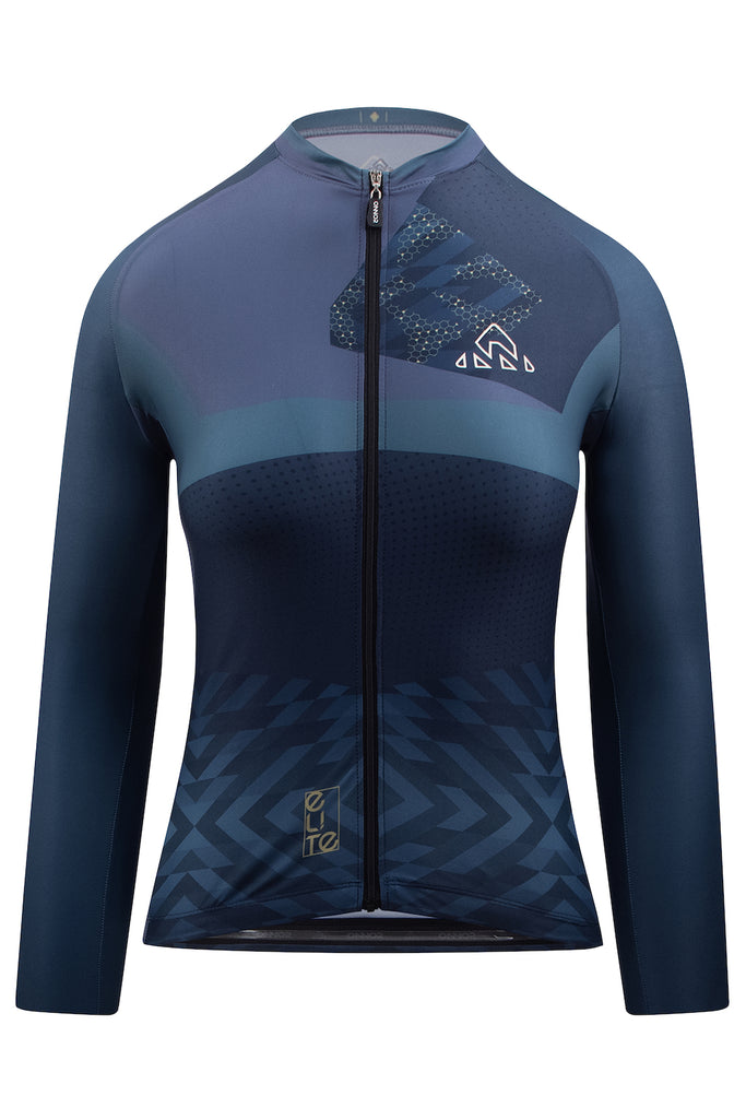 Women's Elite Cycling Jersey Long Sleeve - Blue Peacock - women's blue peacock jerseys long sleeve - Women's Blue Cycling Jersey Long Sleeve