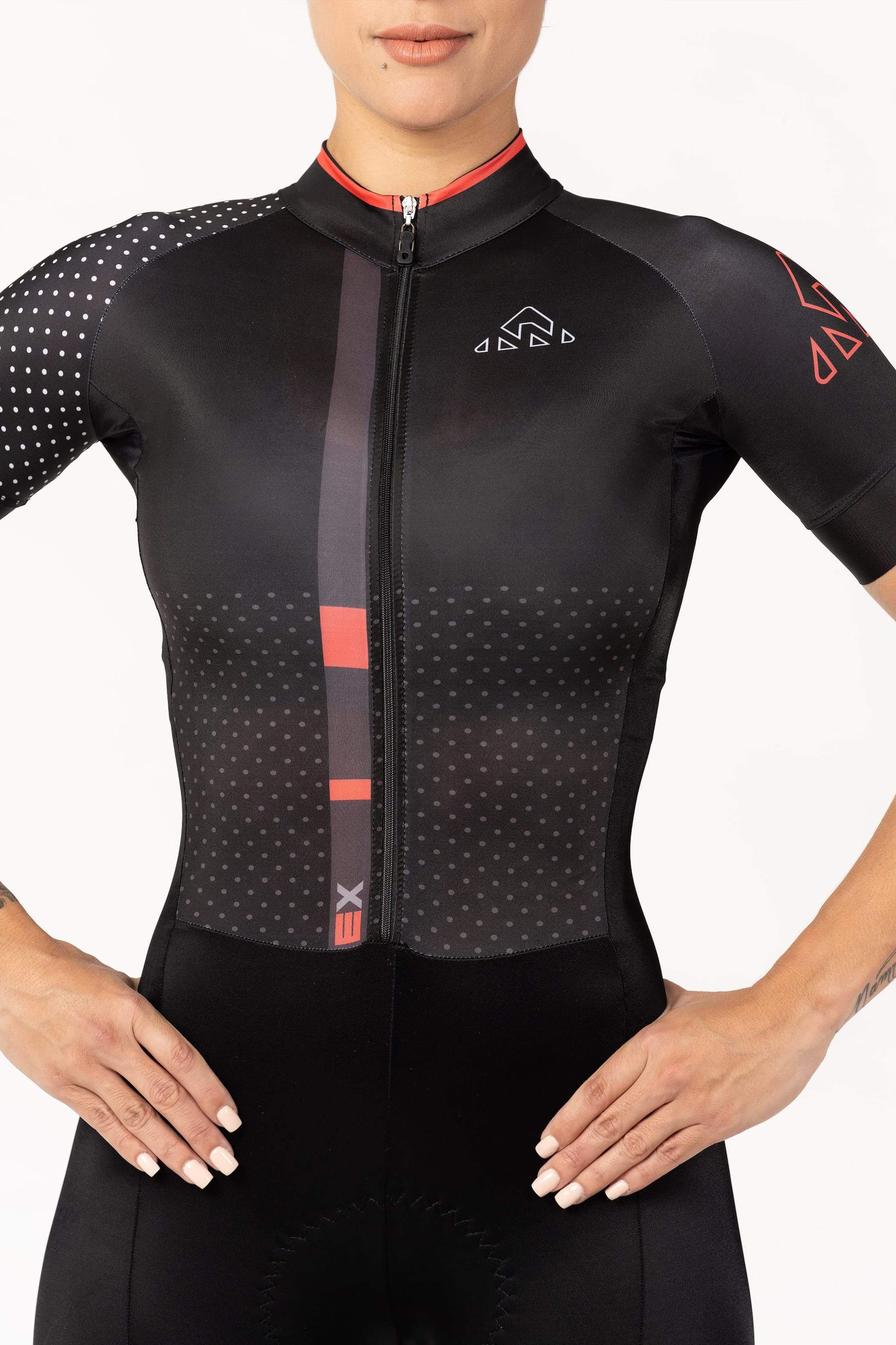 activewear biker - women's black cycling aerosuit short sleeve comfortable for professional cyclists for long rides