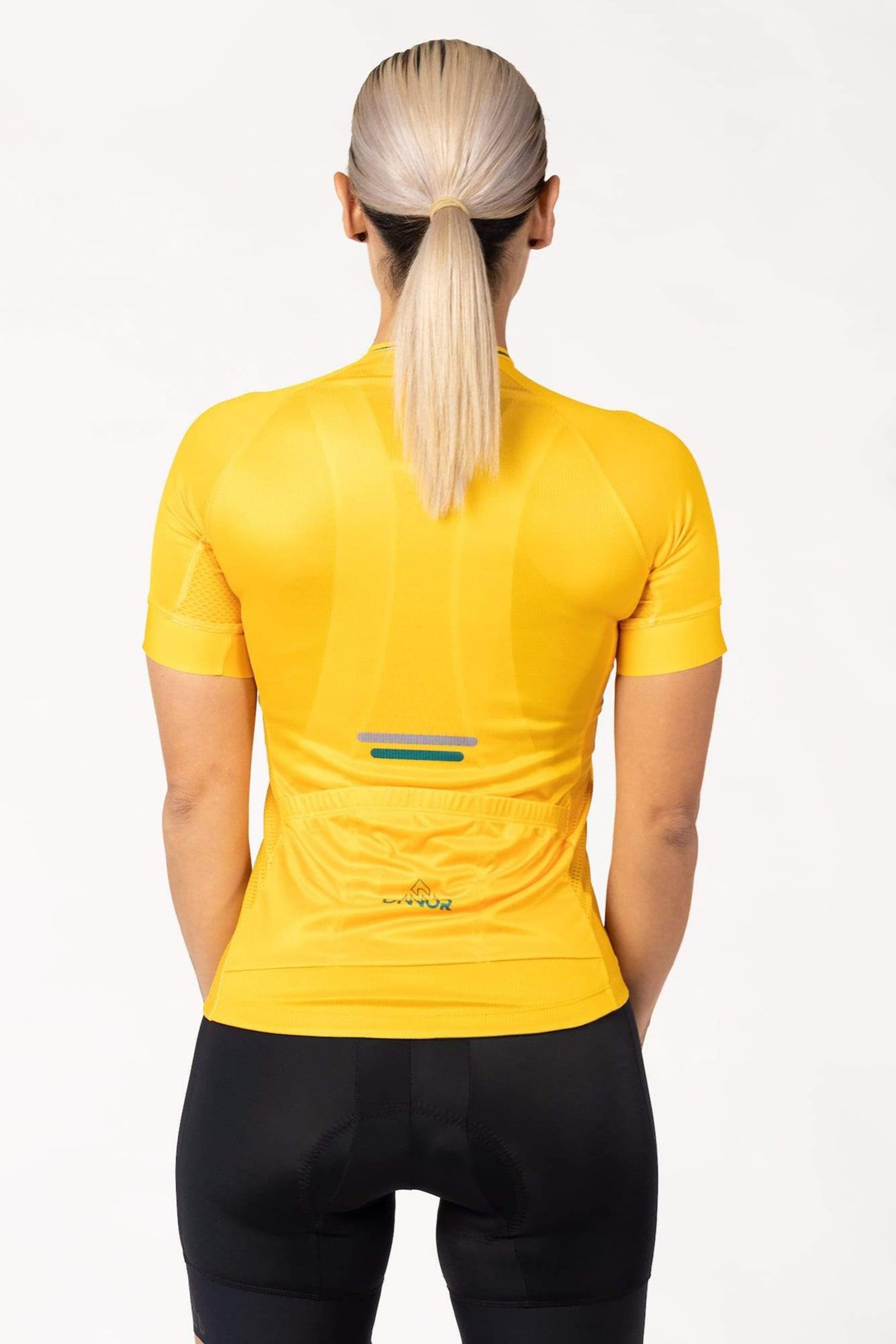 yellow cycling jersey short sleeve for women, road bike jersey