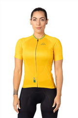 bicycle gear wear, women's classic yellow cycling jersey