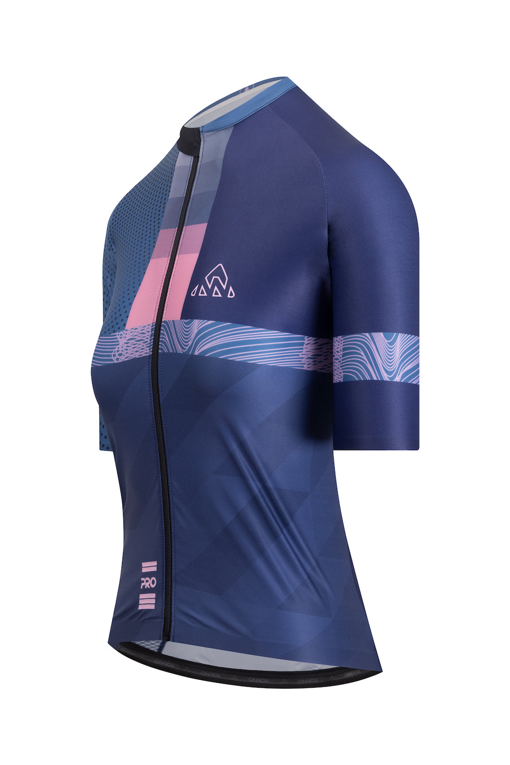 A women's bike jersey with a short-sleeve design, adorned with bold graphics and constructed to withstand demanding cycling sessions.