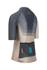 A women's bicycle shirt with a short-sleeved design, offering a streamlined silhouette and superior moisture-wicking properties.