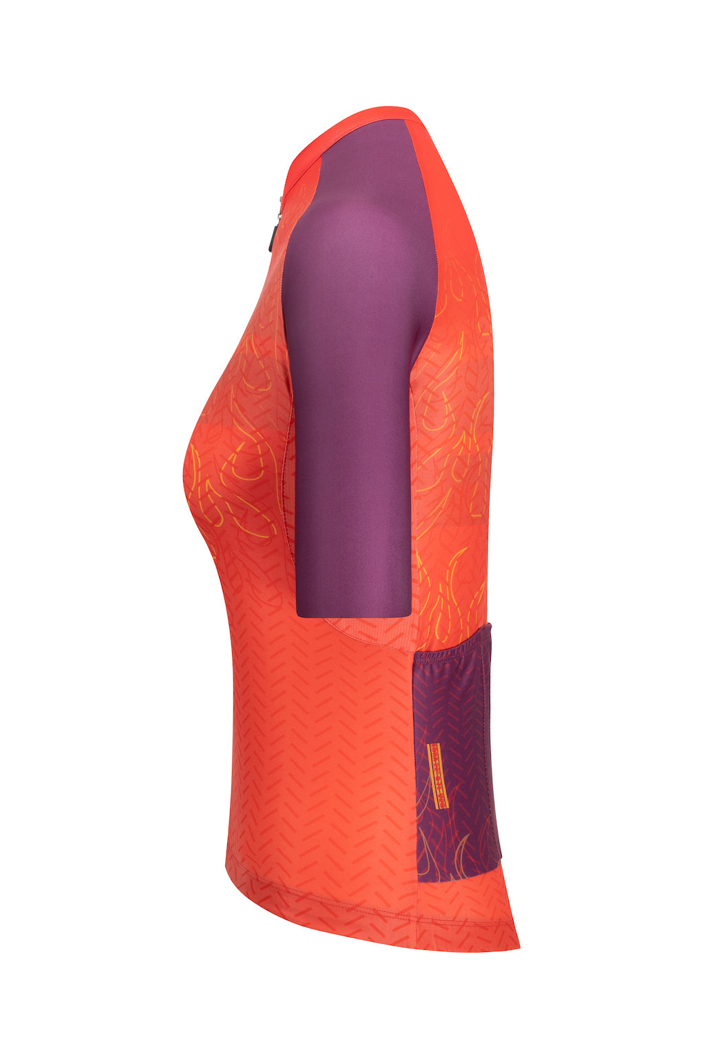 A ladies' bicycle jersey with short sleeves, offering a flattering fit and vibrant colors to add a touch of femininity to cycling gear.