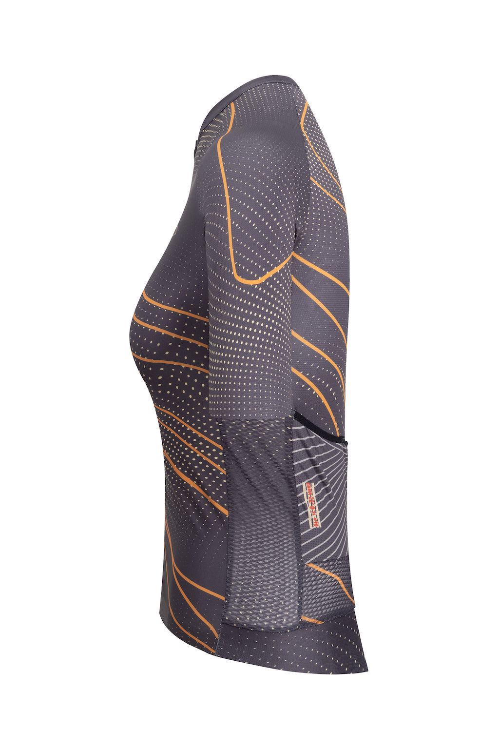 A women's biking attire with short sleeves, displayed on a mannequin. The attire offers a stylish and practical option for women who engage in cycling.