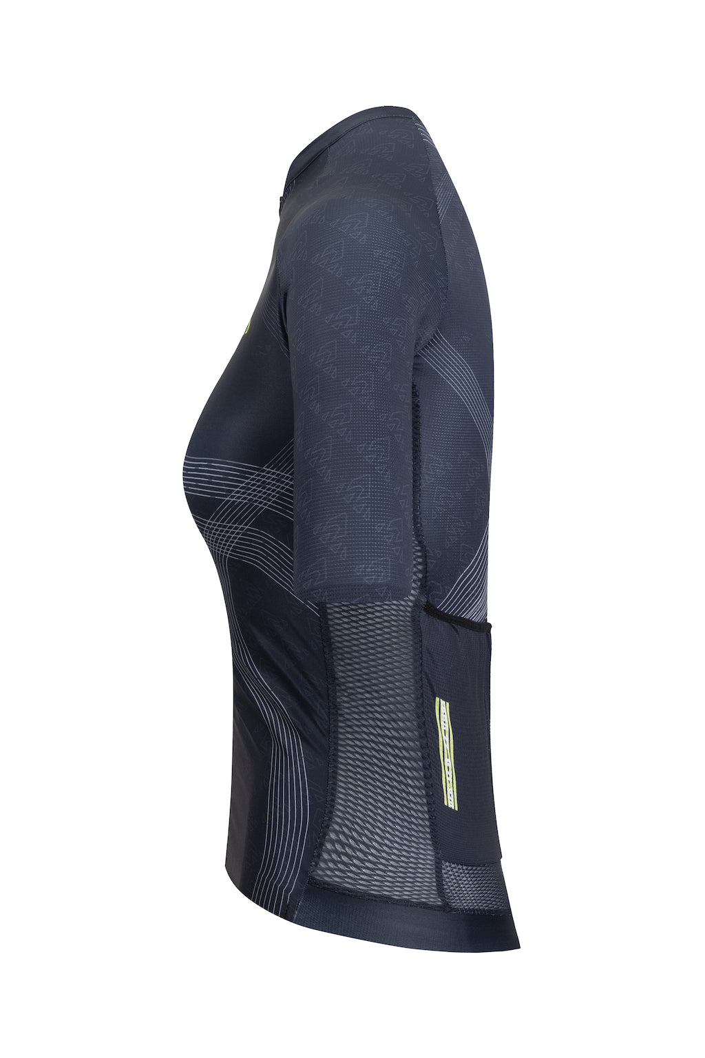 A women's bike jersey in a short sleeve cut, seen from the back. The jersey offers a streamlined fit and advanced moisture-wicking technology.