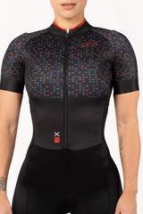 triathlon shop - womens black triathlon suit short sleeve with pockets for long distances