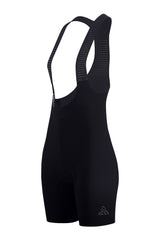 bicycle gear wear - women's black cycling bib shorts padded for amateur cyclists with mesh straps