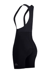 womens black cargo bib shorts comfortable for amateur biker with mesh straps