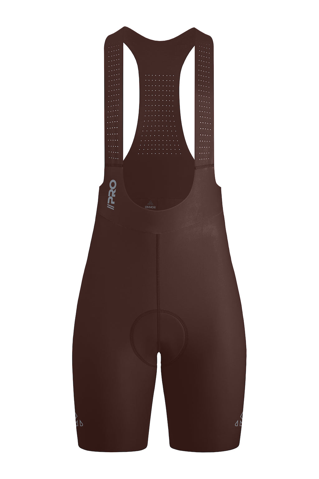 Women's Seamless Cycling Bib Shorts in Brown - Front View, Earth Tone, Thermal Regulation