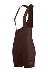 cycle wear - women's brown cycling bib shorts with chamois for professional cyclists with mesh straps