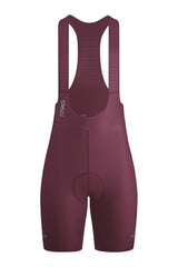 Women's Seamless Cycling Bib Shorts in Burgundy - Front View, Luxurious Look, Sweat-Resistant