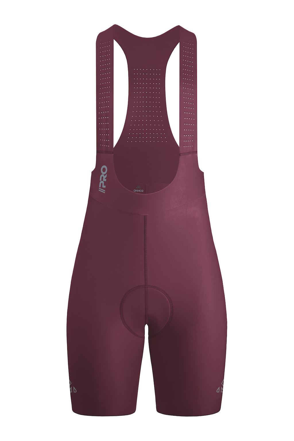 Women's Seamless Cycling Bib Shorts in Burgundy - Front View, Luxurious Look, Sweat-Resistant
