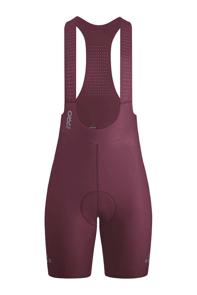 Burgundy Women's Seamless Cycling Bib Shorts - women's burgundy bib shorts - Women's Seamless Cycling Bib Shorts in Burgundy - Front View, Luxurious Look, Sweat-Resistant