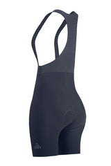 women's grey cycle bibs with chamois for professional rider with mesh straps