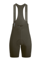 Women's Seamless Cycling Bib Shorts in Olive Green - Front View, Nature Inspired, Soft Fabric