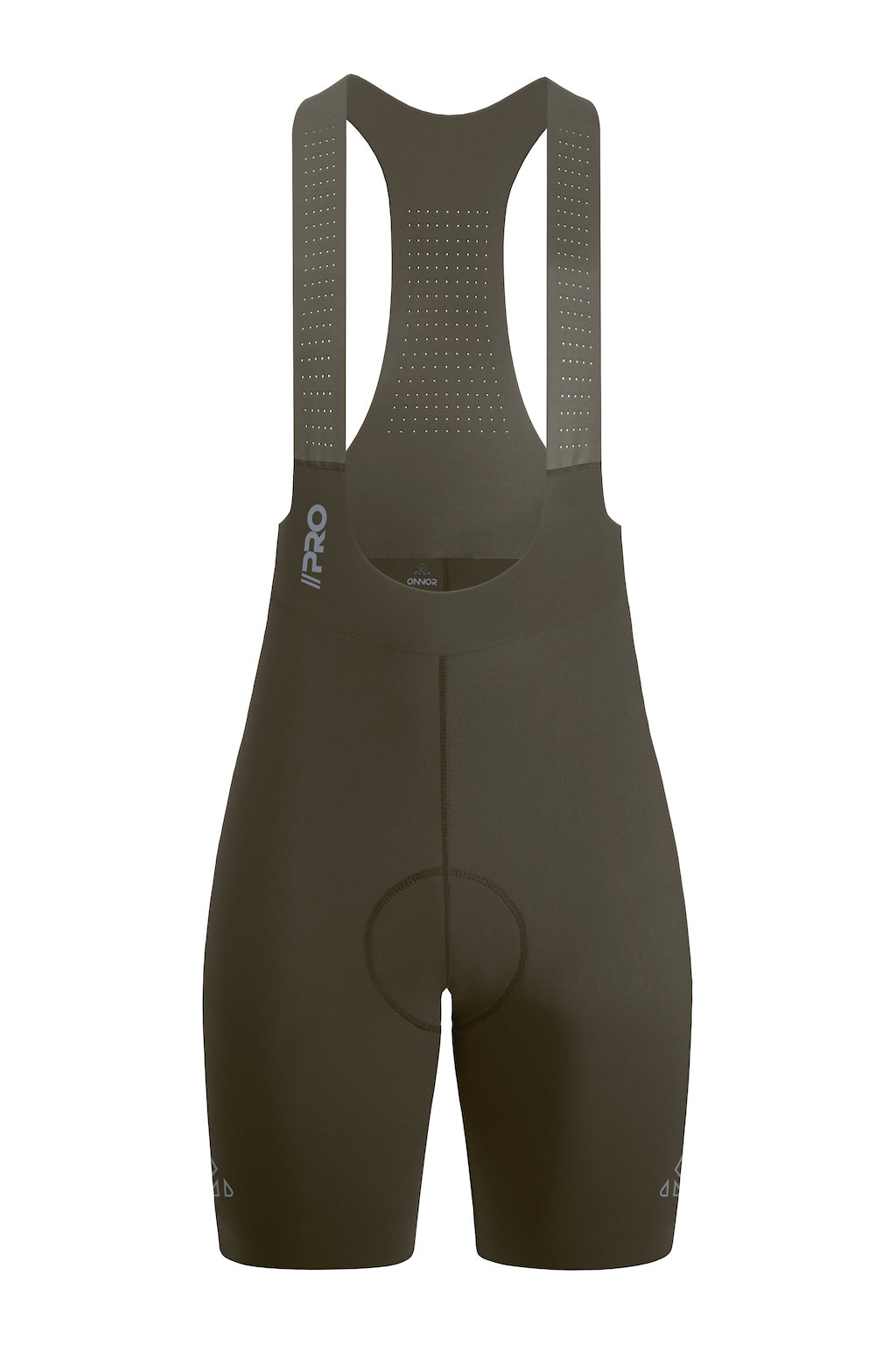 Women's Seamless Cycling Bib Shorts in Olive Green - Front View, Nature Inspired, Soft Fabric