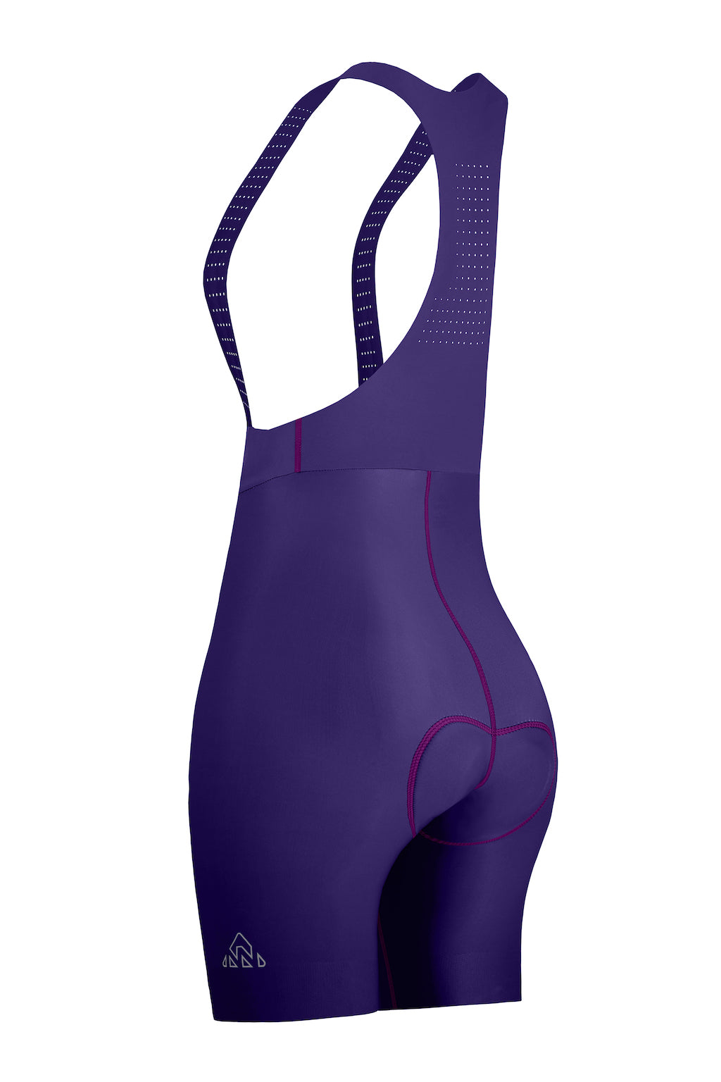 womens purple cycle bibs padded for professional cyclists with mesh straps