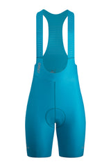 Women's Seamless Cycling Bib Shorts in Turquoise - Front View, Vibrant Color, UV Protection