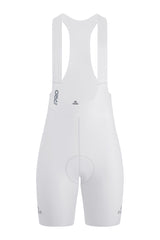 Women's Seamless Cycling Bib Shorts in White - Front View, Sleek Design, Anti-Slip Grippers
