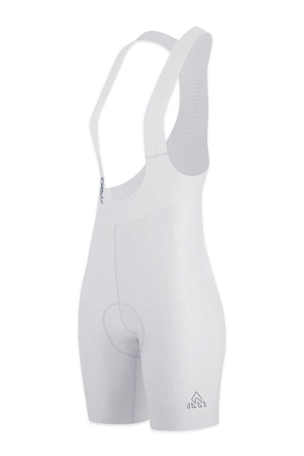 road bike clothing - women's white cycling bib shorts with chamois for professional rider with mesh straps