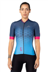 Women's blue Cycling Jersey Short Sleeve 