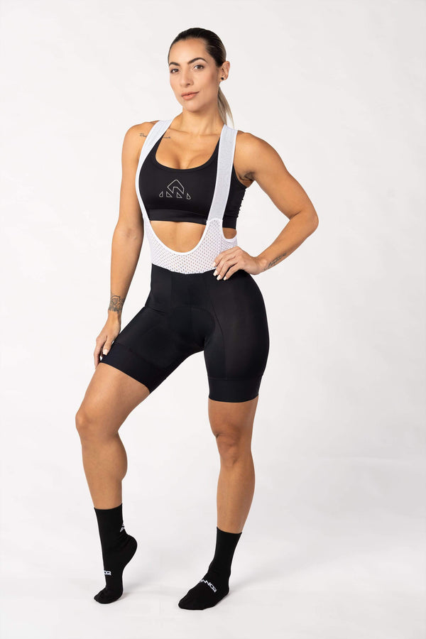  women's cycling bib shorts  sale -  cycle gear - womens black bike shorts comfortable for amateur biker with mesh straps