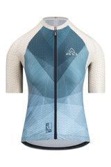 Women's Beige / Teal Cycling Jersey Short Sleeve