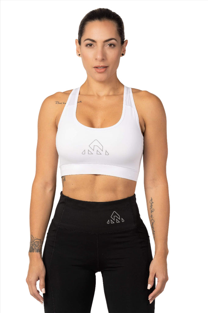 Women's White Pro Sport Bra - women's white sport bras - fitness clothing Womens sport bra, buy online sport bra, Miami Beach Florida, Women's Sport Bra White