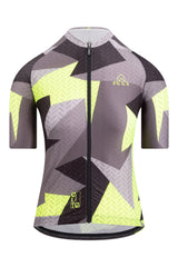 Women's Black / Grey / Yellow Neon Cycling Jersey Short Sleeve